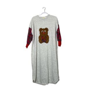 Vintage 80s-90s Beanzie Teddy Bear Nightgown Made In USA Womens One Size Fit All